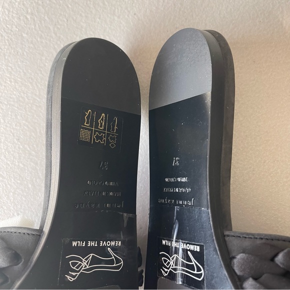 Jenni Kayne Silk Braided Black Mules / Slide Flats EU37 US7 Made in Italy - Picture 6 of 11